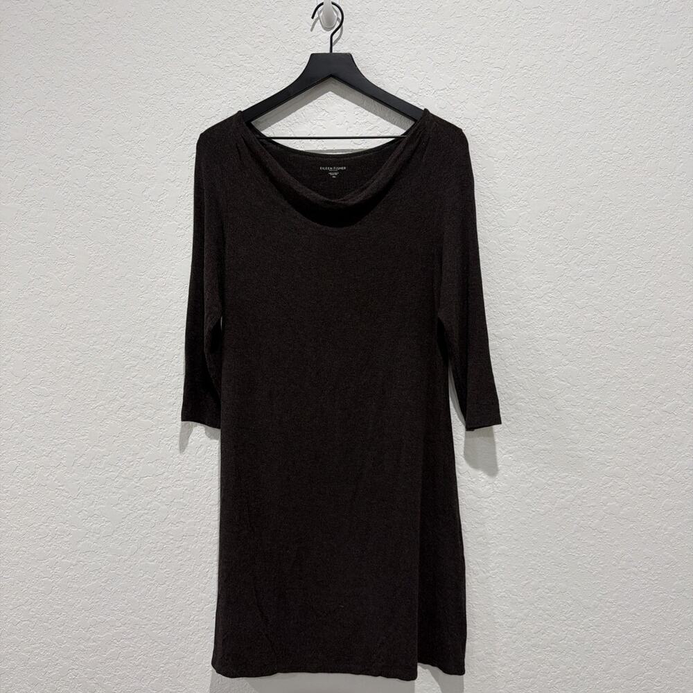 Eileen Fisher Medium Petite Brown Soft Drape Neck Dress